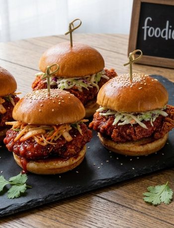 Korean Fried Chicken Sliders Recipe - Foodie Food